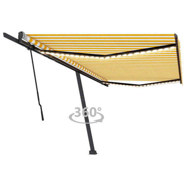 Toldo retráctil manual con luz LED amarillo y blanco 500x300 cm D