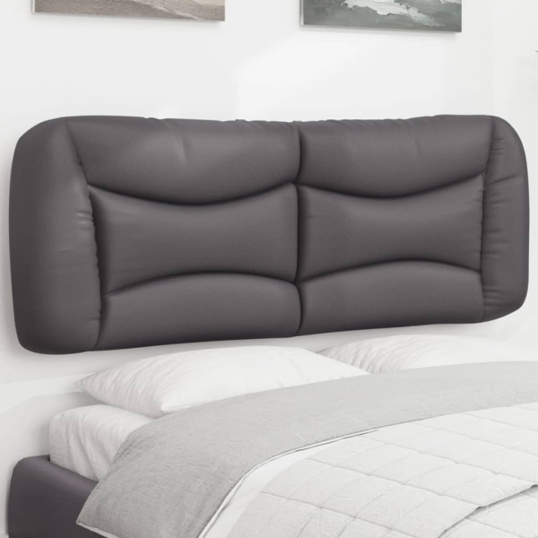 Cabeça de cama acolchada de couro sintético cinza 120 cm D