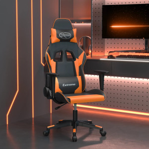 Silla gaming de masaje cuero sintético negro y naranja D