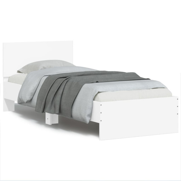 Estrutura da cama com cabeçote e luzes LED brancas 90x190 cm D