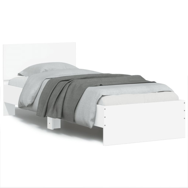 Estructura de cama con cabecero y luces LED blanco 75x190 cm D