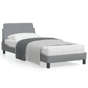 Estructura de cama con cabecero de tela gris claro 90x200 cm D