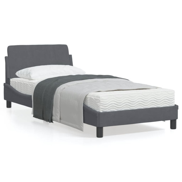 Estructura de cama con cabecero terciopelo gris oscuro 90x200cm D