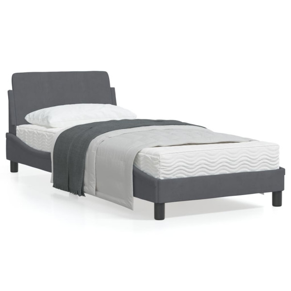 Estrutura de cama com cabeceira veludo cinza escuro 80x200cm D