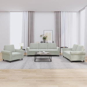 Conjunto de sofás com almofadas 3 peças veludo cinza claro D