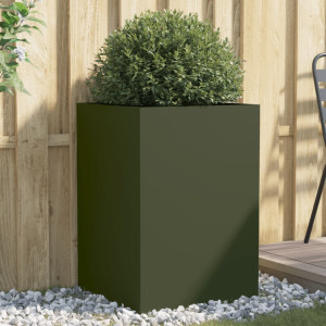 Jardinera de acero laminado en frío verde oliva 52x48x75 cm D