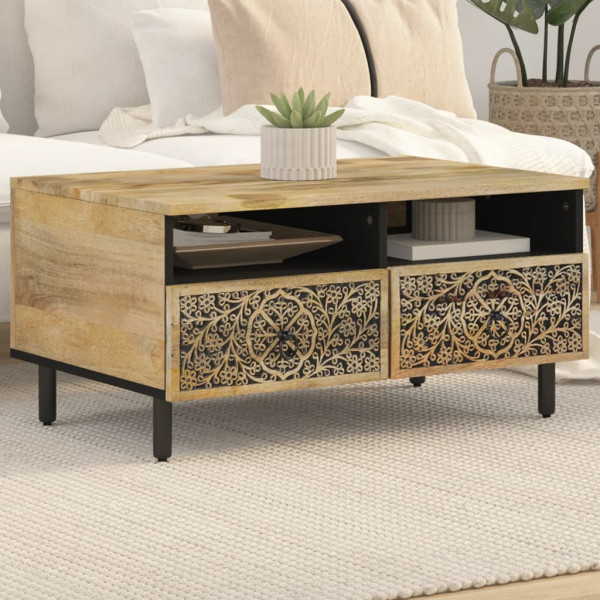 Mesa de centro de madera maciza mango 80x54x40 cm D