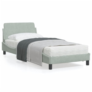 Estructura de cama con cabecero terciopelo gris claro 90x200 cm D