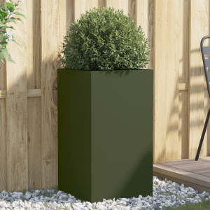 Jardinera de acero laminado en frío verde oliva 42x38x75 cm D