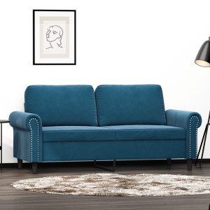 Sofá de 2 plazas terciopelo azul 140 cm D