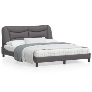 Estructura de cama con cabecero cuero sintético gris 160x200cm D