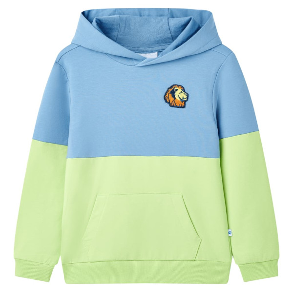 Sudadera infantil con capucha azul y amarillo suave 104 D