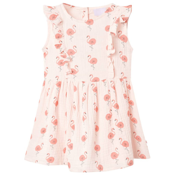 Vestido infantil con volantes rosa suave 104 D