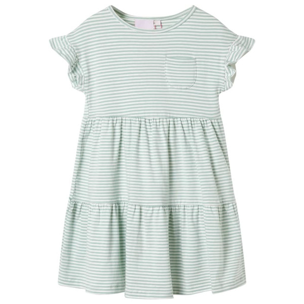 Vestido infantil de mangas con volantes verde menta 116 D