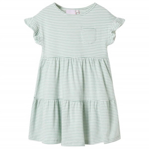 Vestido infantil de mangas con volantes verde menta 92 D