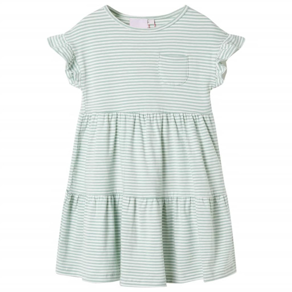 Vestido de manga infantil com folhetos verdes mint 92 D