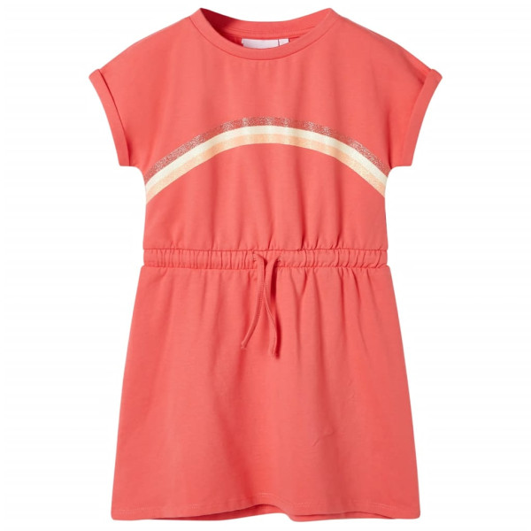 Vestido infantil con cordón color coral 116 D