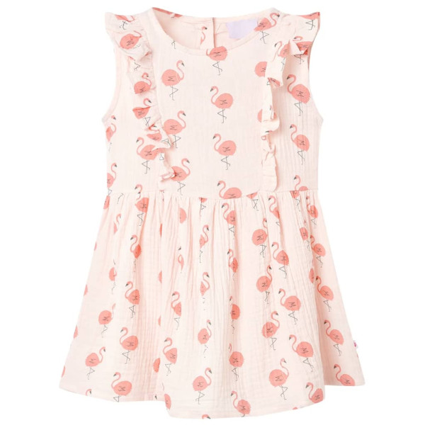 Vestido infantil com panfletos rosa macio 140 D