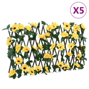 Enrejado expansible hiedra artificial amarillo 5 uds 180x30 cm D