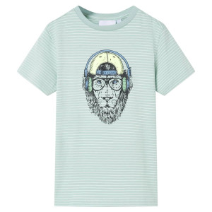 T-shirt infantil com listras verdes de menta claras 128 D