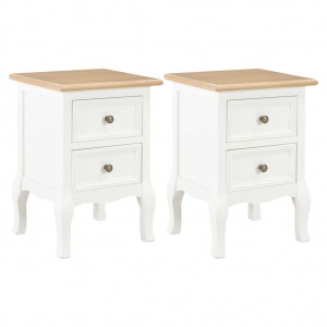 Mesita de noche 2 unidades MDF blanco 35x30x49 cm D