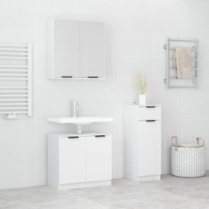 Set de muebles de baño 3 piezas madera contrachapada blanco D