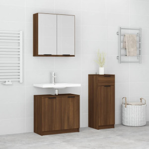 Set de muebles de baño 3 pzas madera contrachapada roble marrón D