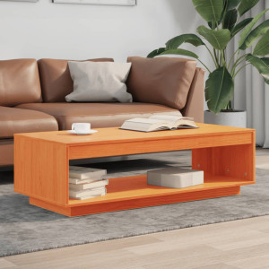 Mesa de centro madera maciza de pino marrón cera 110x50x33.5 cm D