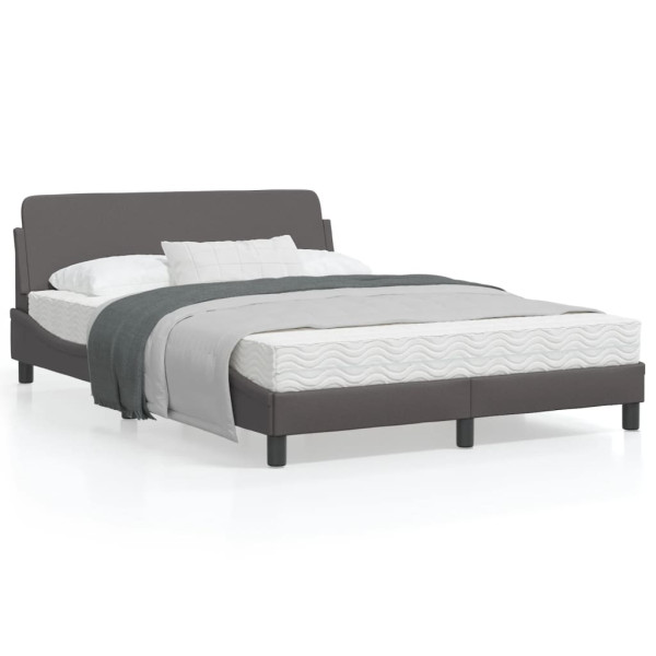Estructura de cama con cabecero cuero sintético gris 140x190 cm D
