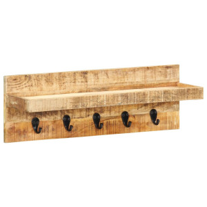 Cabide de parede em madeira de mangueira maciça não tratada 60x15x20 cm D