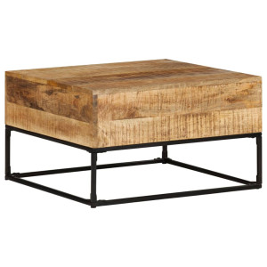 Mesa de centro madera de mango rugosa 68x68x41 cm D