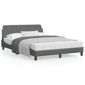 Estructura de cama con cabecero de tela gris oscuro 140x190 cm D