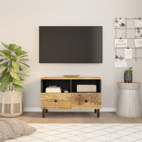 Mueble de TV madera maciza de mango 70x33x46 cm D