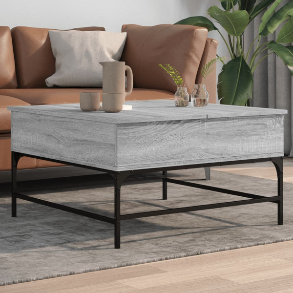 Mesa de centro madera ingeniería gris Sonoma 80x80x45 cm D