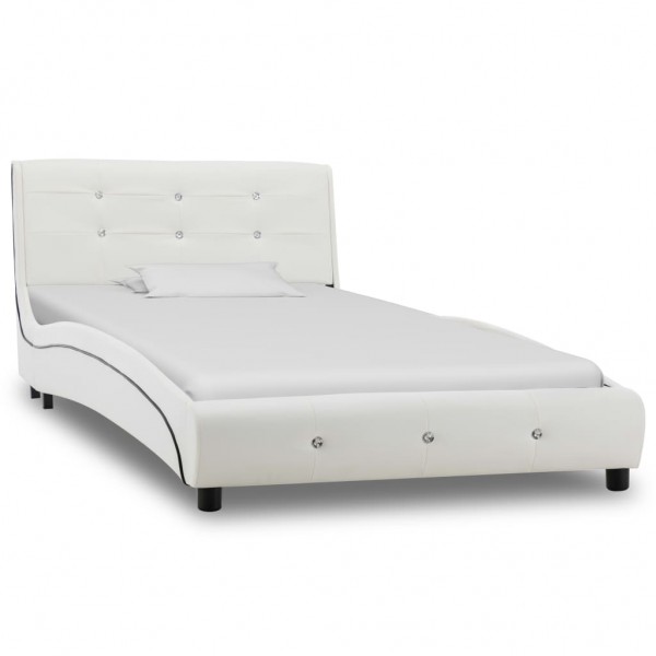 Estrutura de cama de couro sintético branco 90x200 cm D