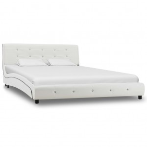 Estructura de cama de cuero sintético blanco 140x200 cm D