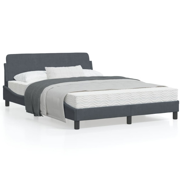 Estructura cama con cabecero terciopelo gris oscuro 140x190 cm D