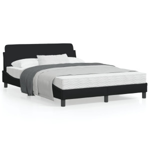 Estructura de cama con cabecero de tela negro 140x190 cm D