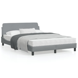 Estructura de cama con cabecero de tela gris claro 140x190 cm D