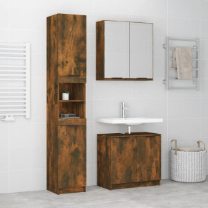 Set de muebles baño 3 pzas madera contrachapada roble ahumado D