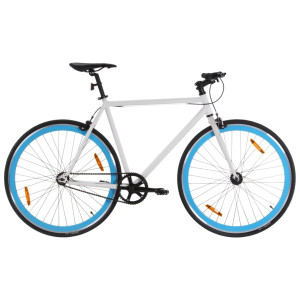 Bicicleta de piñón fijo blanco y azul 700c 51 cm D