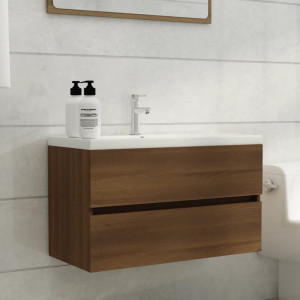 Mobiliário de lavatório madeira revestida carvalho marrom 80x38.5x45cm D