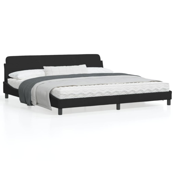 Estructura de cama con cabecero de terciopelo negro 200x200 cm D