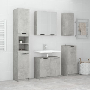 Set de mobiliário de casa de banho 2 peças madeira grey contraplacado concreto D