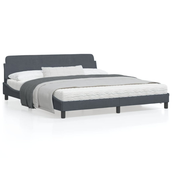 Estrutura da cama com cabeceira de veludo cinza escuro 180x200 cm D