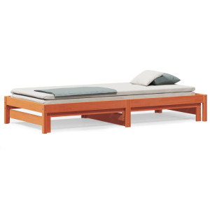 Sofá cama nido madera maciza de pino marrón cera 90x190 cm D