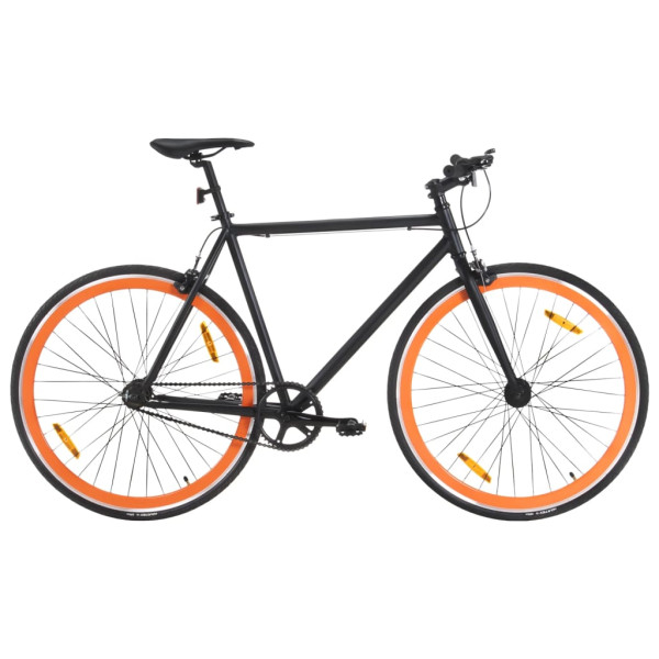 Bicicleta de marcha fixa preta e laranja 700c 59 cm D