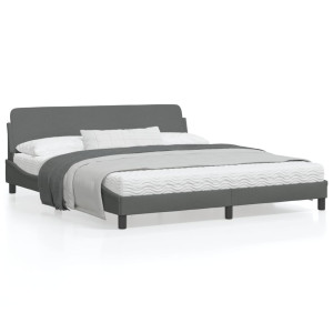 Estructura de cama con cabecero tela gris oscuro 180x200 cm D