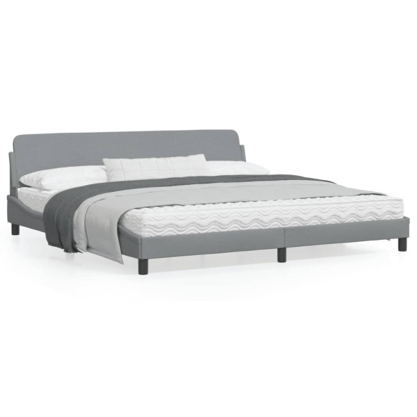 Estrutura de cama com cabeçalho de tecido cinza claro 200x200 cm D