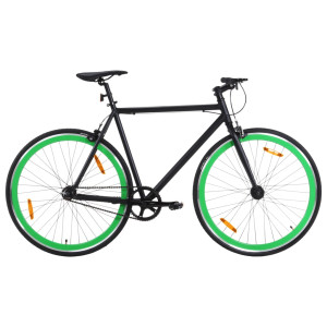 Bicicleta de engrenagem fixa preta e verde 700c 51 cm D